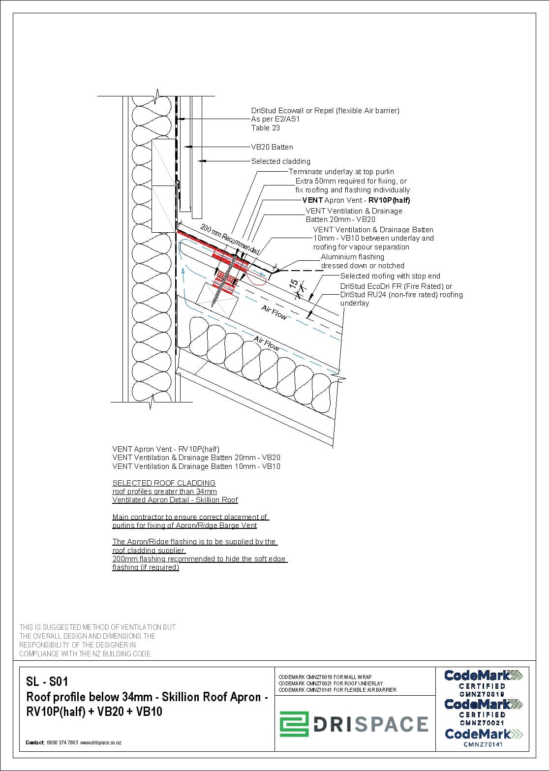 Steel Longrun - Skillion Roof Apron - DWG