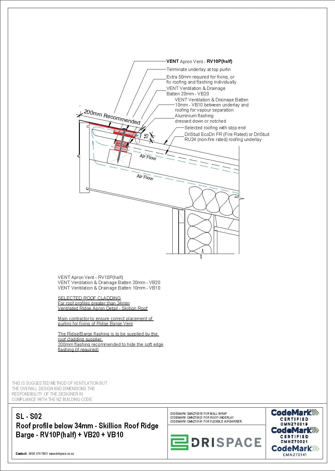 Steel Longrun - Skillion Roof Ridge Barge - DWG